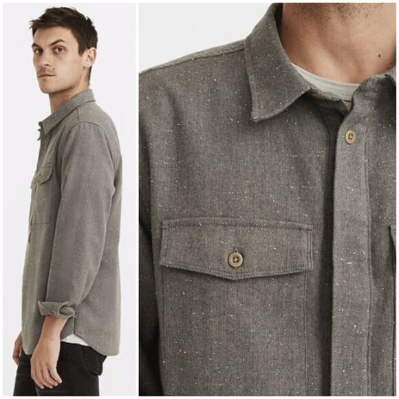 Madewell Men's Nubby Easy Shirt Jacket Gray Size S - Picture 2 of 9